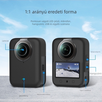 DJI Osmo 360-hoz illő szilikon védőhüvely objektívvédővel – ütésálló, kopásálló, karcolásálló