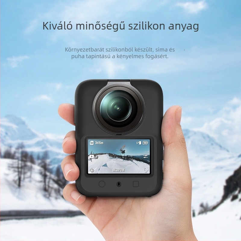 DJI Osmo 360-hoz illő szilikon védőhüvely objektívvédővel – ütésálló, kopásálló, karcolásálló