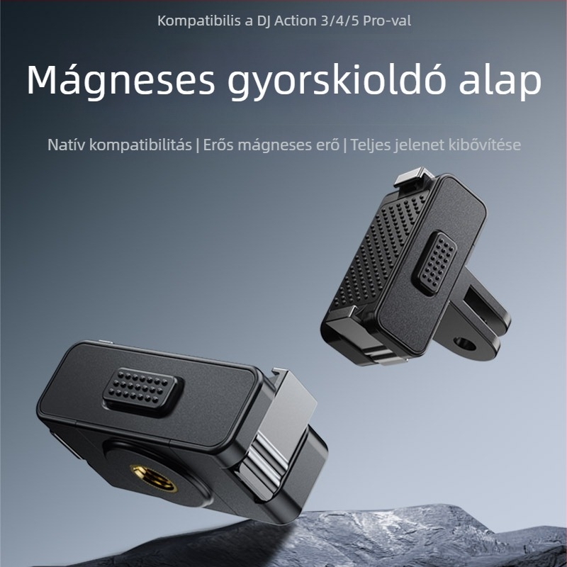 Sheingka Mágneses gyorsoldó alap DJI Action3/4/5 Pro – műanyag + fém alkatrészek; Tartalmaz mágneses állványt