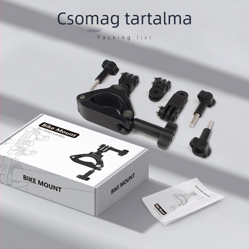 Wadeu GP-05 Kerékpáros telefon-tartó, univerzális GoPro és DJI Action kamerákhoz – ABS+rozsdamentes acél, erős csipesz, nyomtatott logó