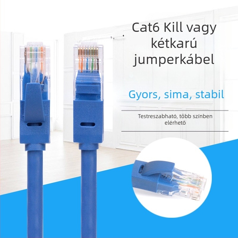 Cat6 Ethernet-kábel, RJ45, oxigénmentes réz, OD6.0, Routerkapcsolat