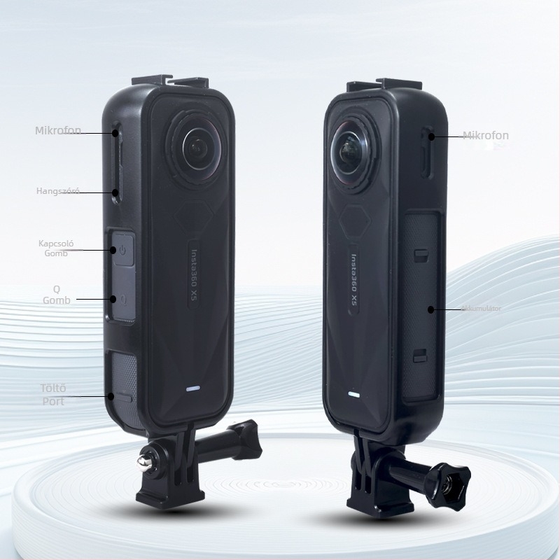 Insta360 X5 bővítő keret védőház horizontális/vertikális felvételhez, karcolások és esés elleni védelem (ABS; keret + adapter + csavaros rúd; Kompatibilis modell: Insta360 X5)
