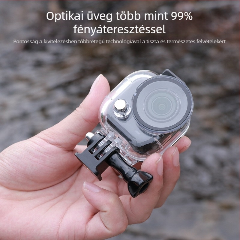 Insta360 Go Ultra védőtok — 50 m-ig vízálló merüléshez, anyagok: PC 2805, 304 rozsdamentes acél, ABS és optikai edzett üveg