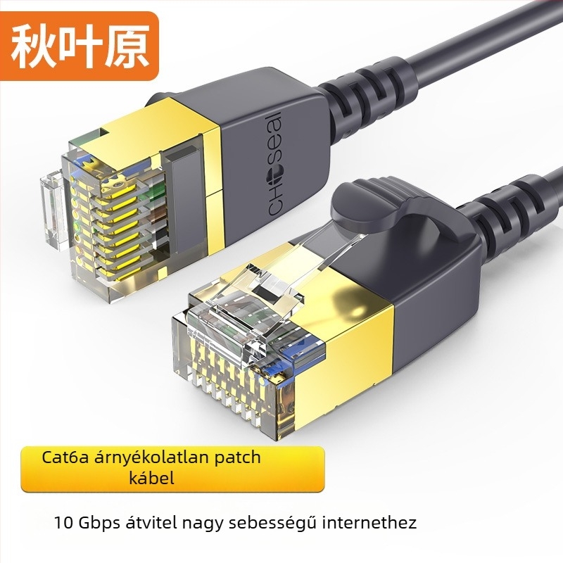 Akihabara CAT6A UTP árnyékolatlan hálózati kábel, 10 Gbps, kerek vékony kábel, Plug-and-Play