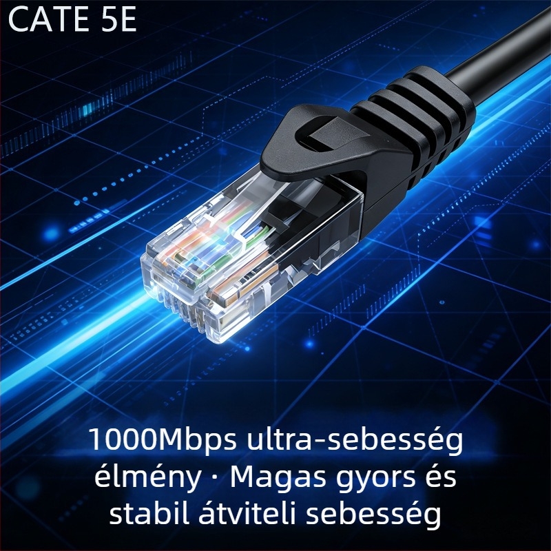 CAT6 Ethernet-kábel - Gigabites 1000 Mbps, laptop/router/PC-hez, otthoni/irodai hálózat, működési hőmérséklet -20°C–60°C