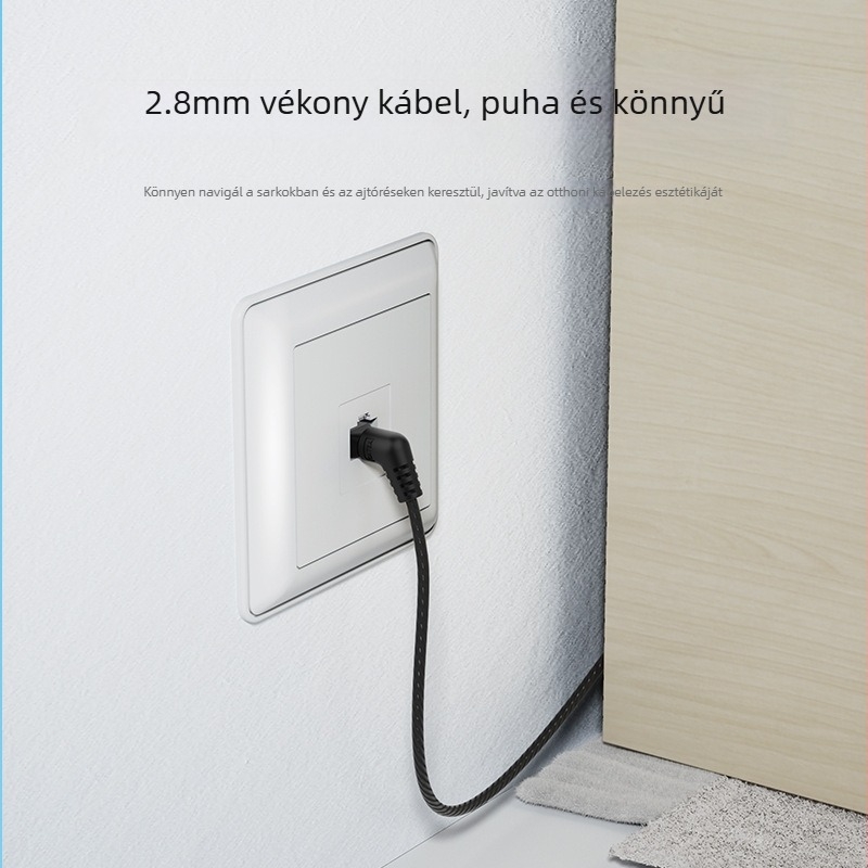 Wei Xun Cat6A rugalmas Ethernet-kábel 360°-os forgatható dupla könyökkel RJ-45, Gigabites otthoni számítógépekhez és switchekhez