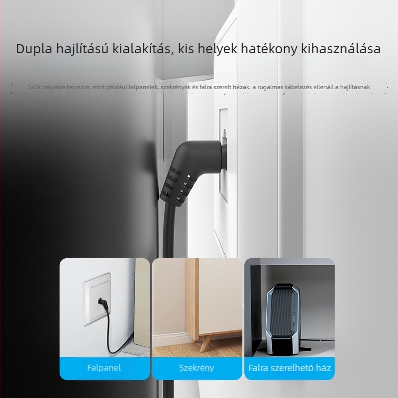 Wei Xun Cat6A rugalmas Ethernet-kábel 360°-os forgatható dupla könyökkel RJ-45, Gigabites otthoni számítógépekhez és switchekhez