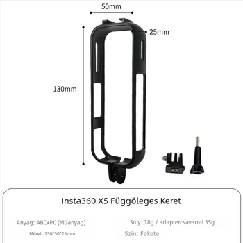 Insta360 X5 bővített védőkeret csavarokkal és adapterrel – PC kivitel, horizontális és vertikális felvételhez