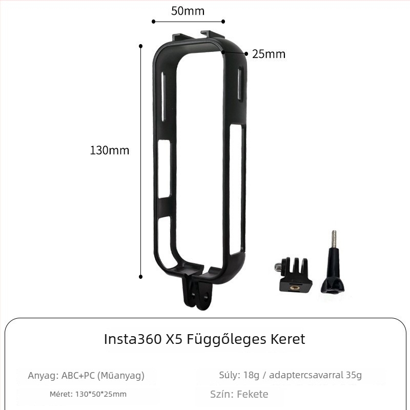 Insta360 X5 bővített védőkeret csavarokkal és adapterrel – PC kivitel, horizontális és vertikális felvételhez