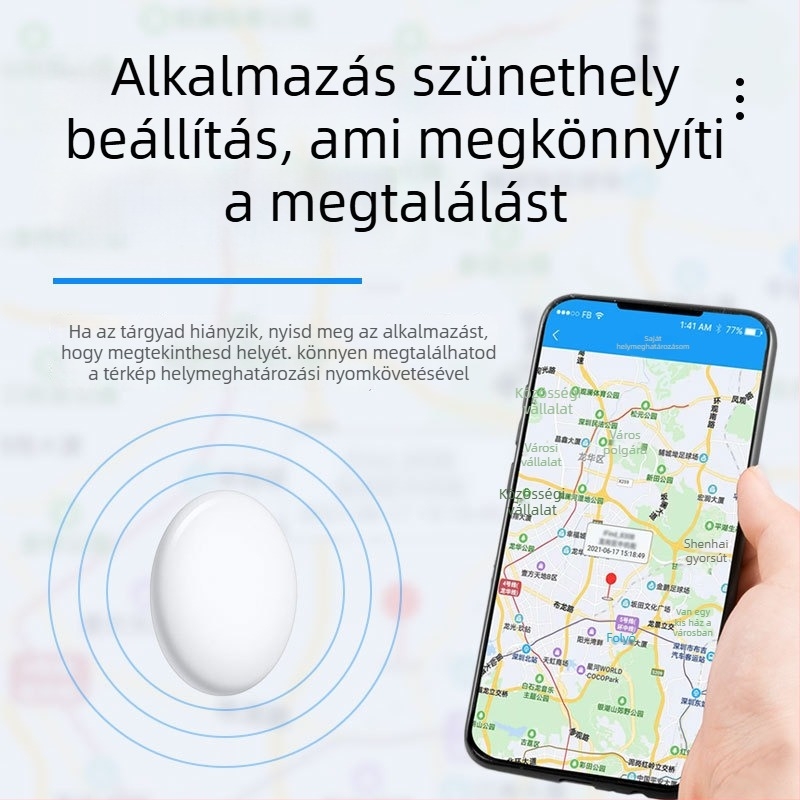 Okos Bluetooth tracker kulcsokhoz, pénztárcához és telefonhoz – AK-30, 30 m hatótáv, Android és iOS kompatibilitás, 210 mAh akkumulátor