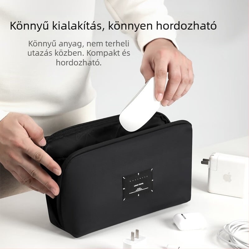Kábel- és kiegészítő tároló táska — vízálló poliészterből, mindennapi használatra, ideális kábelekhez, fülhallgatókhoz, USB-meghajtókhoz és hordozható merevlemezekhez