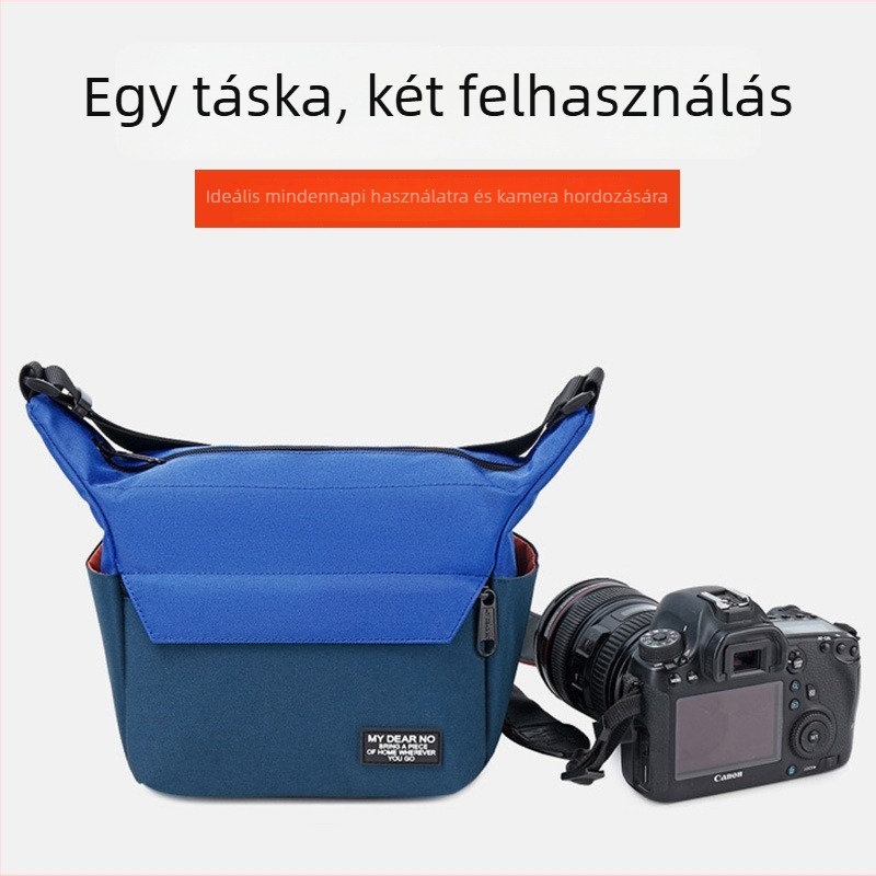 SLR kamera táska vállpánttal, ívelt vállövvel, Oxford anyag, vízálló, lopás elleni védelem