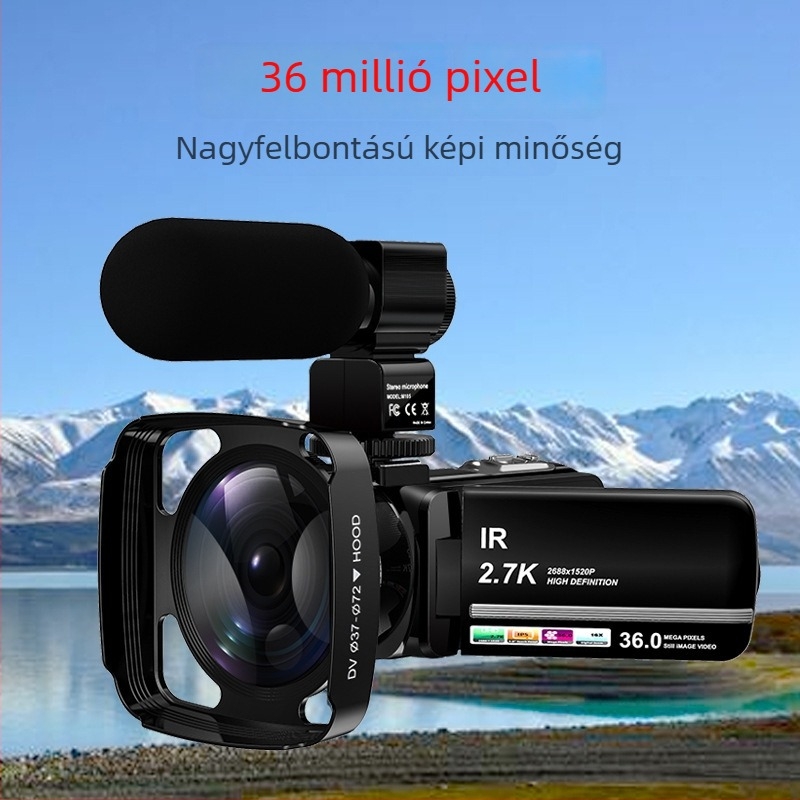 HD digitális kamera CMOS-szenzorral, 2.7K videó, 3,0 hüvelykes érintőképernyő, éjszakai felvétel, elektronikus képstabilizálás