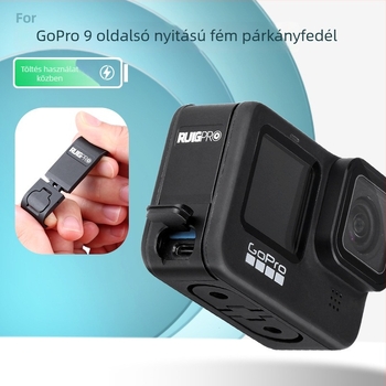 GoPro 12/11/10/9 fém oldalsó akkumulátorfedél töltési oldal nyitással és hűtőventilációval