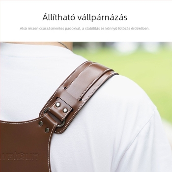 Kétkamerás bőrvállpánt fényképezőgéphez, állítható hosszúságú, modell H90, kompatibilis több fényképezőgép-modellel