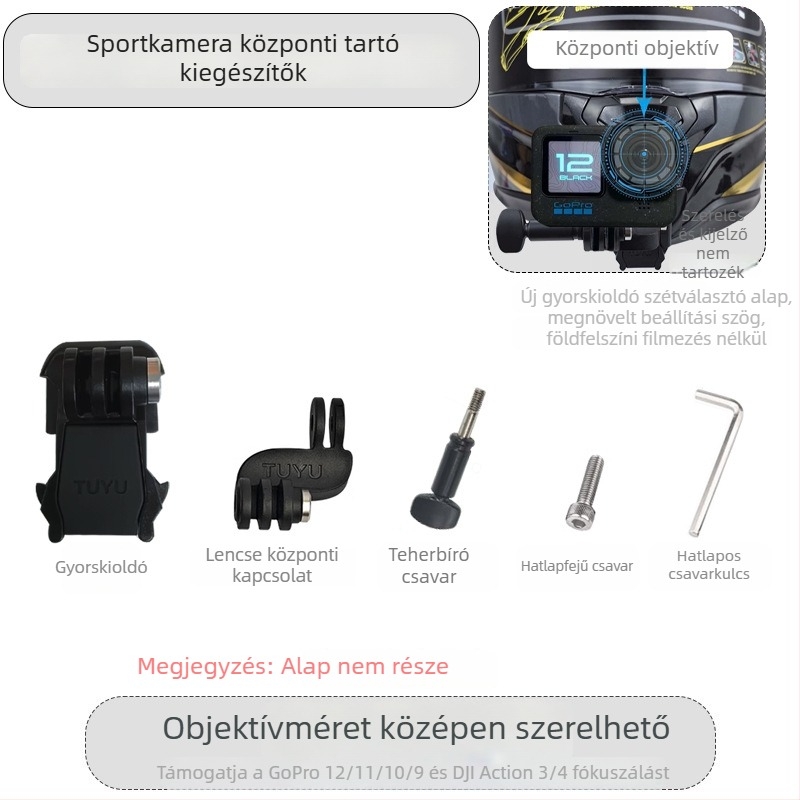 Műanyag középre helyezett lencsés tartó GoPro és DJI akciókamerákhoz