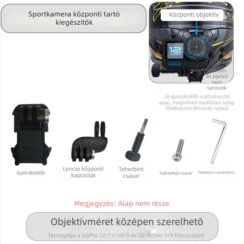 Műanyag középre helyezett lencsés tartó GoPro és DJI akciókamerákhoz