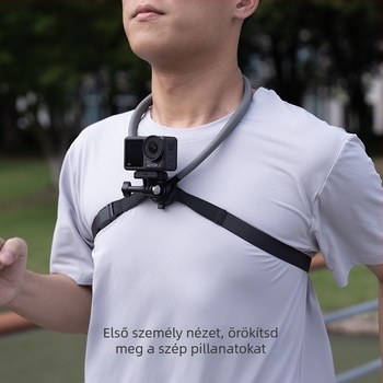 CapLock nyakrögzítő akciókamerához – első személy nézet, univerzális, modell P-GM-389, anyagok: szilikon, rozsdamentes acél, alumínium, PC-PBT