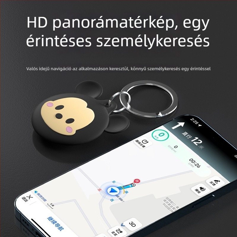 AK-28B GPS-kereső Android és iOS számára; univerzális nyomkövető gyerekeknek, időseknek és háziállatoknak; 240 mAh akkumulátor; globális helymeghatározás, térkép-navigáció; kulcstartóként viselhető