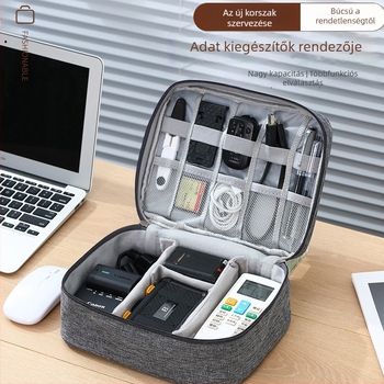 Kábelszervező táska - kézitáska stílusú Oxford anyag, sokoldalú utazási tok kábelek, töltők, külső HDD és fülhallgatók számára