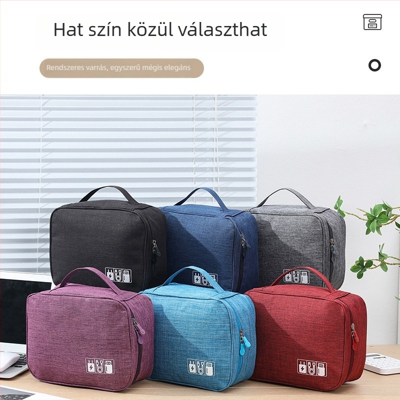 Kábelszervező táska - kézitáska stílusú Oxford anyag, sokoldalú utazási tok kábelek, töltők, külső HDD és fülhallgatók számára
