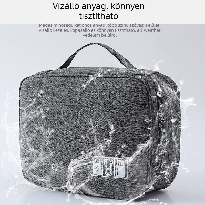 Kábelszervező táska - kézitáska stílusú Oxford anyag, sokoldalú utazási tok kábelek, töltők, külső HDD és fülhallgatók számára