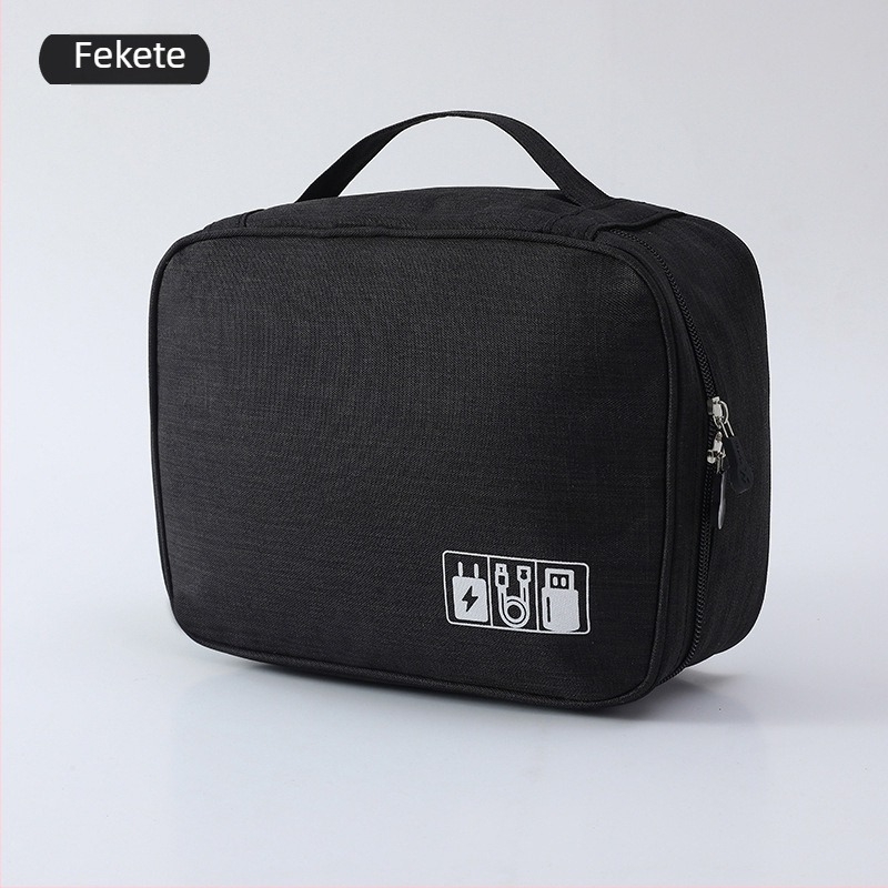 Kábelszervező táska - kézitáska stílusú Oxford anyag, sokoldalú utazási tok kábelek, töltők, külső HDD és fülhallgatók számára