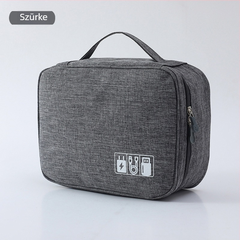 Kábelszervező táska - kézitáska stílusú Oxford anyag, sokoldalú utazási tok kábelek, töltők, külső HDD és fülhallgatók számára