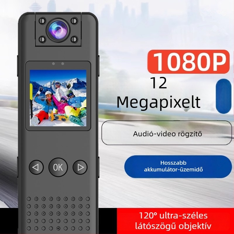 M51 testkamera – 1080p, 1,3 hüvelykes LCD, TF memóriakártya, széles látószög, 5 órás üzemidő