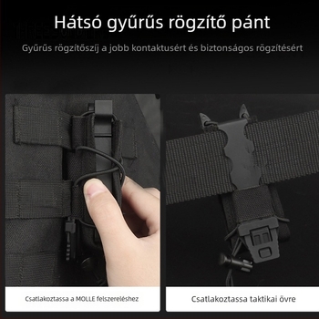 Nylon taktikai deréktáska, MOLLE-kompatibilis, elasztikus 9 mm funkcióval, zseblámpa és szerszám tároló, sportos deréktáska