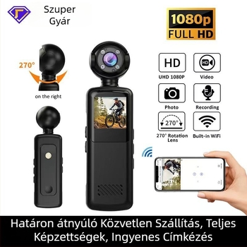 Akciókamera sportokhoz és kalandokhoz Wi‑Fi-vel, 1080p, elektronikus képstabilizálás, éjszakai látás, microSD-támogatás