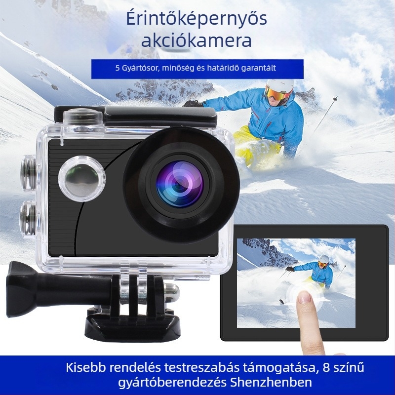 Külső akciókamera F300AT, 4K felvétel, vízálló és stabilizáció, 2,0 hüvelykes LCD