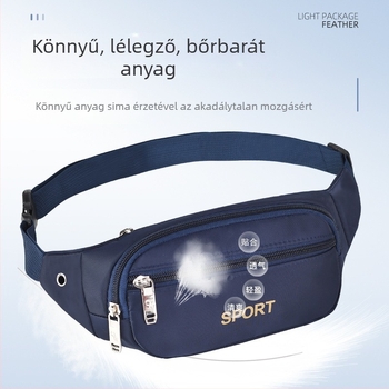 Férfi derékpántos táska - vászon, városi egyszerű stílus, kopásálló, egyszínű mintázat, belső nejlon bélés