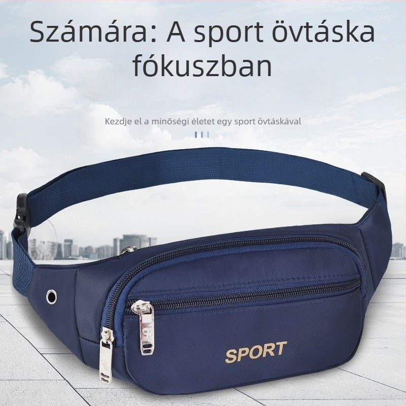 Férfi derékpántos táska - vászon, városi egyszerű stílus, kopásálló, egyszínű mintázat, belső nejlon bélés