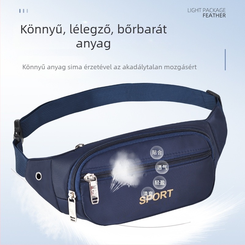 Férfi derékpántos táska - vászon, városi egyszerű stílus, kopásálló, egyszínű mintázat, belső nejlon bélés