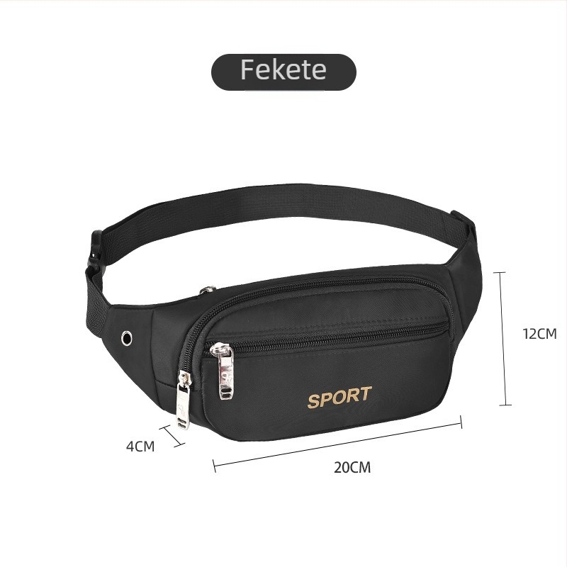 Férfi derékpántos táska - vászon, városi egyszerű stílus, kopásálló, egyszínű mintázat, belső nejlon bélés