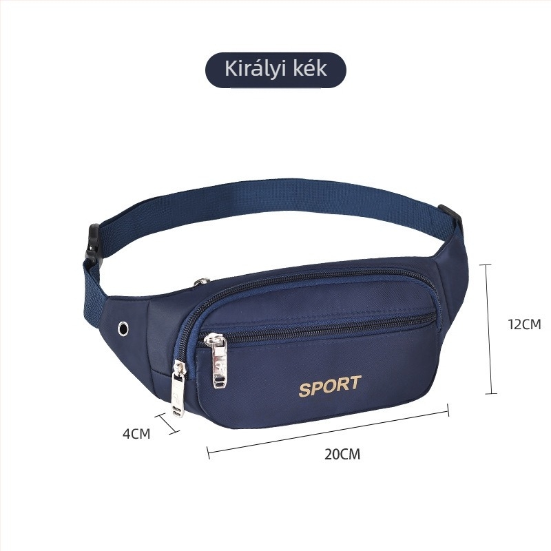 Férfi derékpántos táska - vászon, városi egyszerű stílus, kopásálló, egyszínű mintázat, belső nejlon bélés