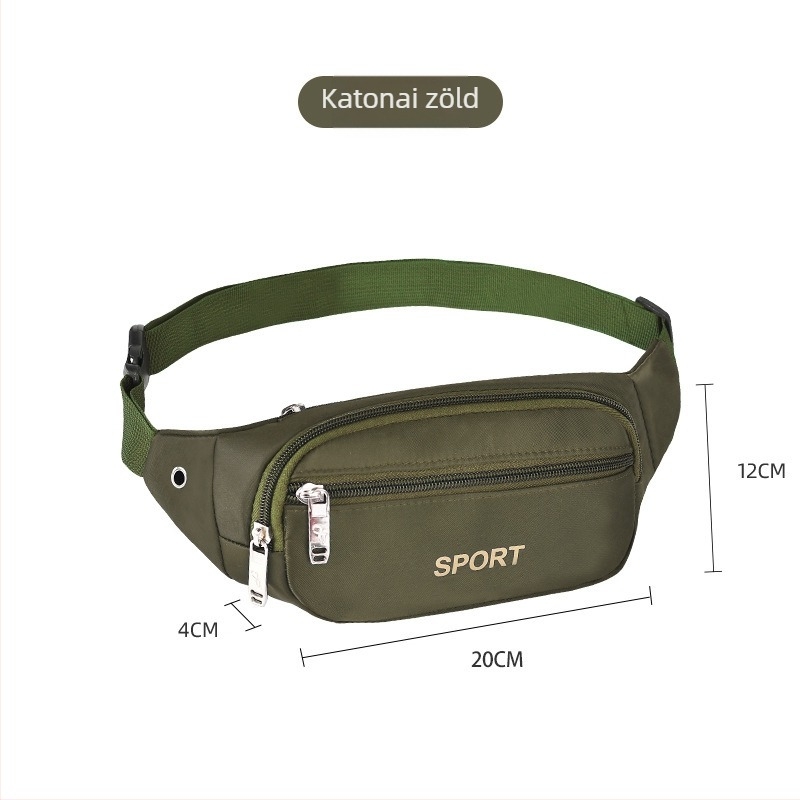 Férfi derékpántos táska - vászon, városi egyszerű stílus, kopásálló, egyszínű mintázat, belső nejlon bélés