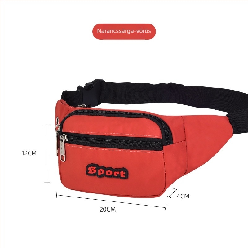 Férfi derékpántos táska - vászon, városi egyszerű stílus, kopásálló, egyszínű mintázat, belső nejlon bélés