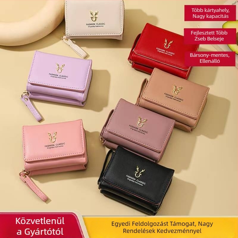 Mini női pénztárca PU bőrrel, városi minimalist stílus, betűk mintája, PU bélés, nyár 2025