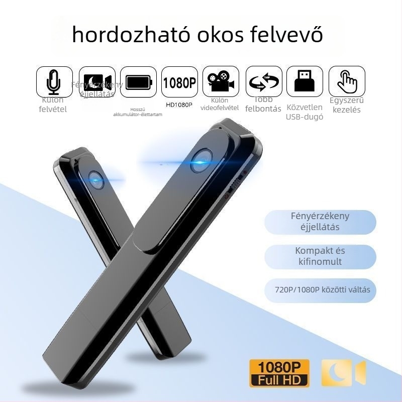 Kézben tartható testkamera sportkamera videó- és hangrögzítéssel, 1080p, 20 MP CCD szenzor, 10x optikai zoom, infravörös éjjellátás, elektronikus képstabilizáció