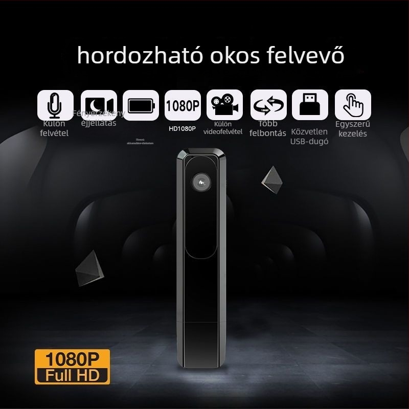 Kézben tartható testkamera sportkamera videó- és hangrögzítéssel, 1080p, 20 MP CCD szenzor, 10x optikai zoom, infravörös éjjellátás, elektronikus képstabilizáció