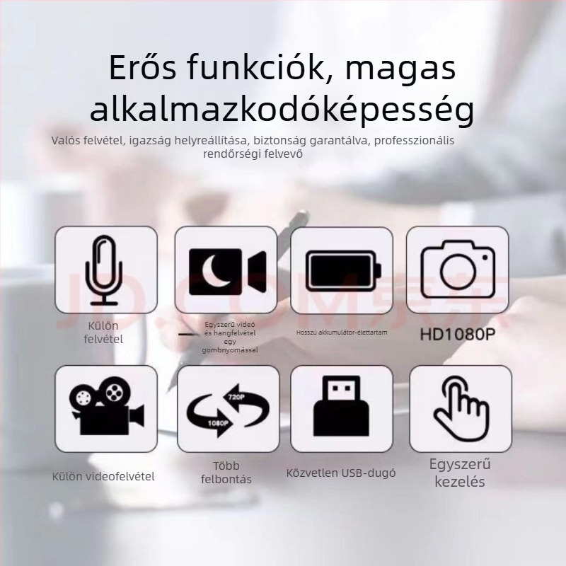 Kézben tartható testkamera sportkamera videó- és hangrögzítéssel, 1080p, 20 MP CCD szenzor, 10x optikai zoom, infravörös éjjellátás, elektronikus képstabilizáció