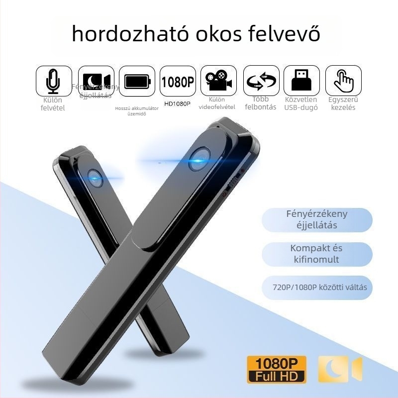 Kézben tartható testkamera sportkamera videó- és hangrögzítéssel, 1080p, 20 MP CCD szenzor, 10x optikai zoom, infravörös éjjellátás, elektronikus képstabilizáció