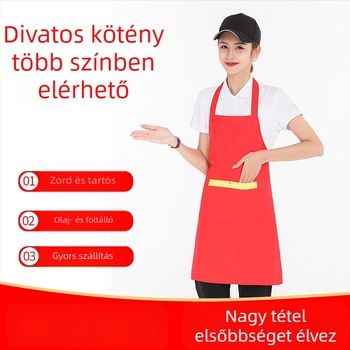 Ujjatlan poliészter kötény barbecue-hoz és kiszolgáló személyzetnek — vízálló, olajálló, szennyeződés- és kopásálló, modern minimalista dizájn