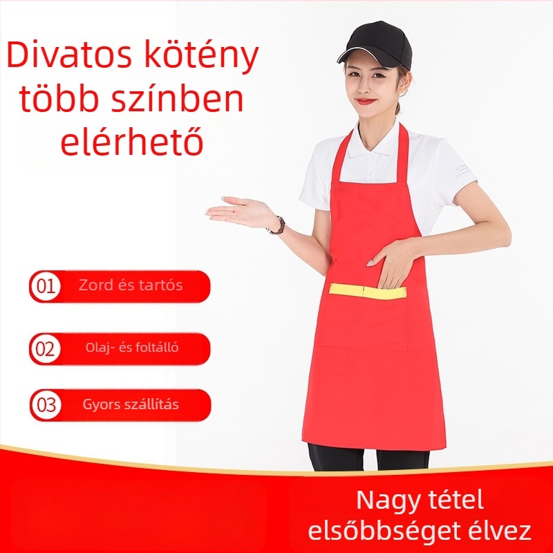Ujjatlan poliészter kötény barbecue-hoz és kiszolgáló személyzetnek — vízálló, olajálló, szennyeződés- és kopásálló, modern minimalista dizájn
