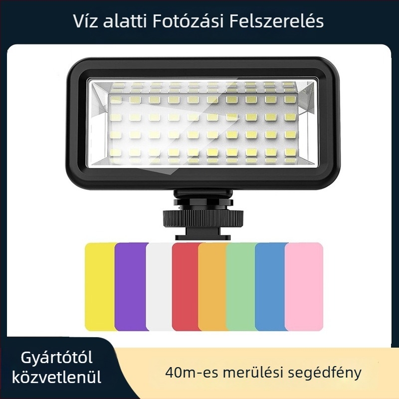 Sea Frog RGB fény GoPro és DJI akciókamerákhoz, tartóval, ABS ház, beépített lítiumakkumulátor, modell SL-106, 40 m-ig vízálló