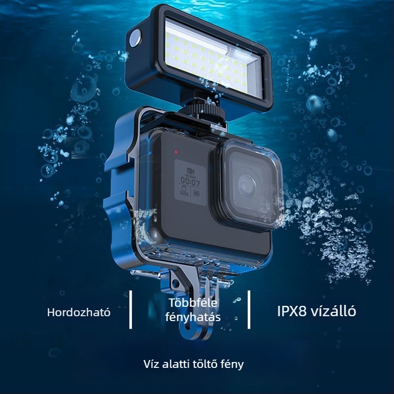 Sea Frog RGB fény GoPro és DJI akciókamerákhoz, tartóval, ABS ház, beépített lítiumakkumulátor, modell SL-106, 40 m-ig vízálló
