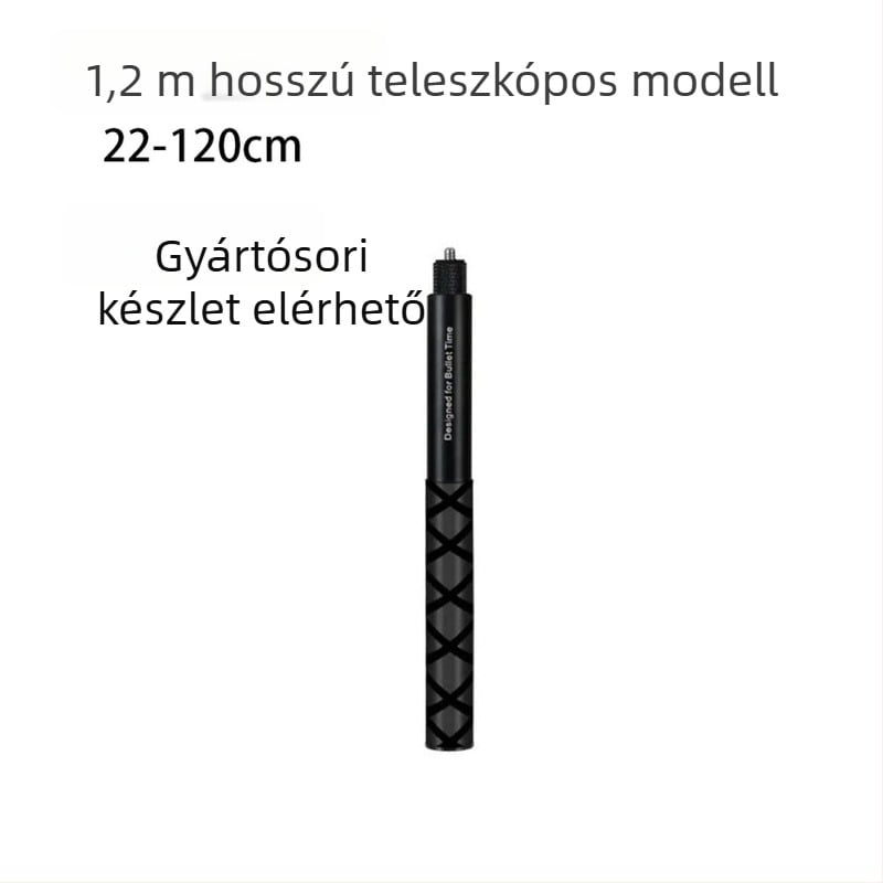 HB-120Z 7-szakaszos alumínium ötvözetű kiegészítő kar akciókamerákhoz és panorámaképekhez; kompatibil Insta360X4, GoPro, DJI Action 5; teherbírás max. 2 kg; logó nyomtatási lehetőség.