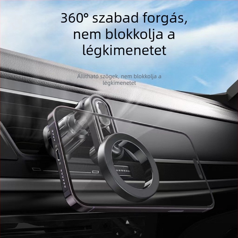 Autótelefon-tartó mágneses alap N52, rögzítés a szellőzőnyíláshoz, műanyagból, navigációhoz